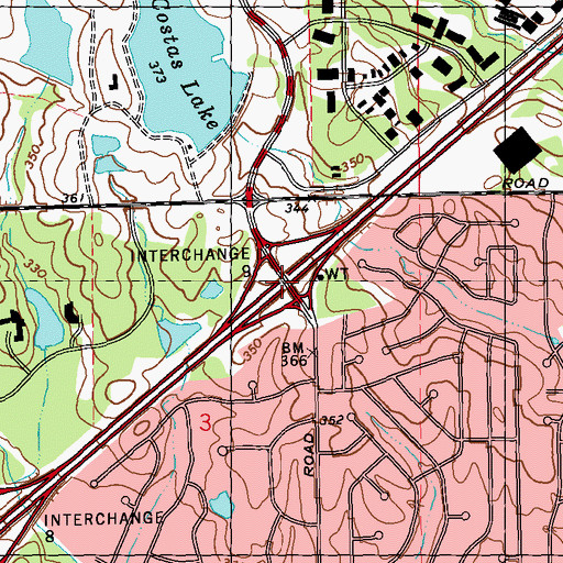 Topographic Map of Interchange 9, MS