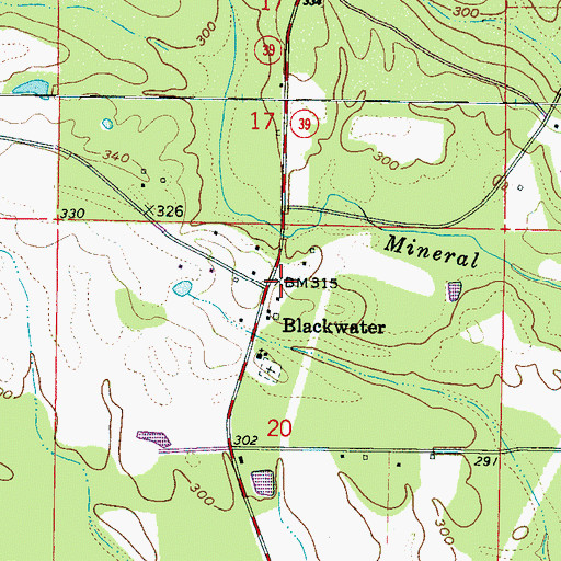 Topographic Map of Blackwater, MS