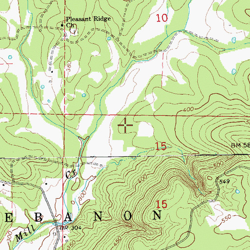 Topographic Map of Township of South Lebanon, AR