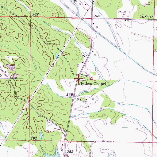Topographic Map of Blythes Chapel, MS