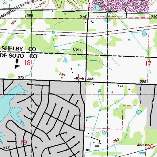 Topographic Map of Brown Missionary Baptist Church, MS