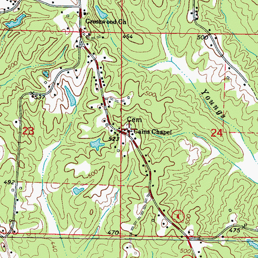 Topographic Map of Cains Chapel, MS