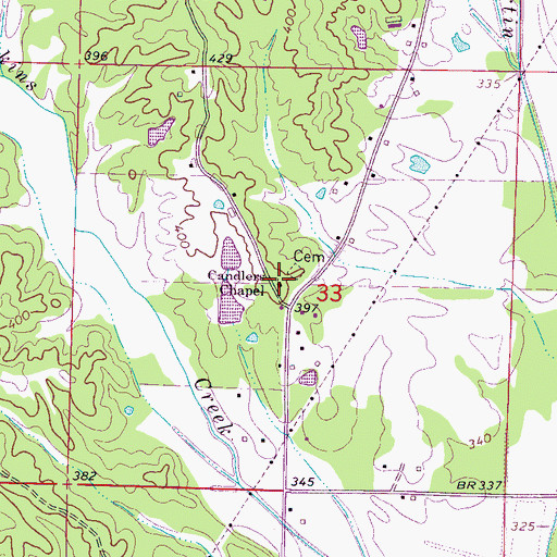 Topographic Map of Candlers Chapel, MS