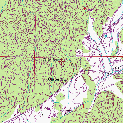 Topographic Map of Carter Cemetery, MS
