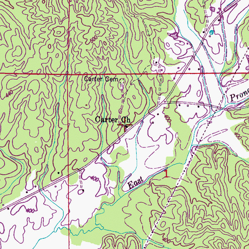 Topographic Map of Carter Church, MS