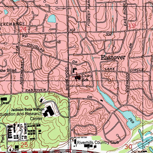 Topographic Map of Casey School, MS