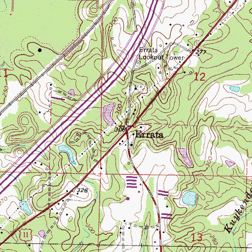 Topographic Map of Errata, MS