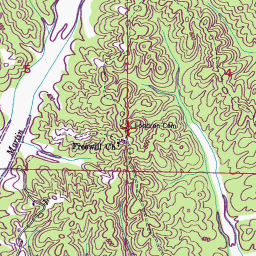Topographic Map of Fondren Cemetery, MS