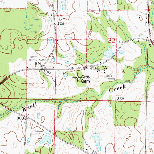 Topographic Map of Gray Cemetery, MS