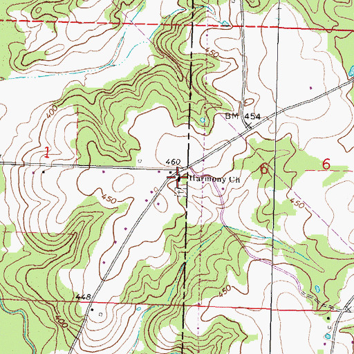 Topographic Map of Harmony Church, MS