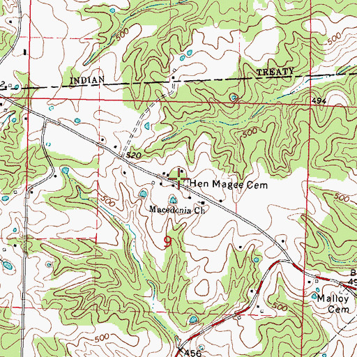 Topographic Map of Hen Magee Cemetery, MS