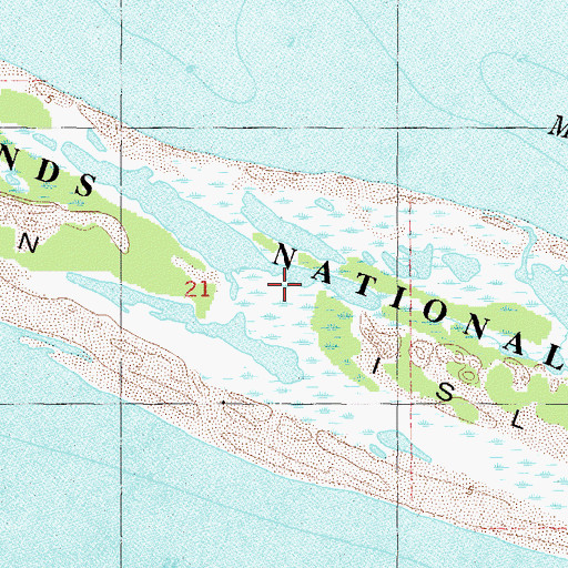 Topographic Map of Horn Island, MS
