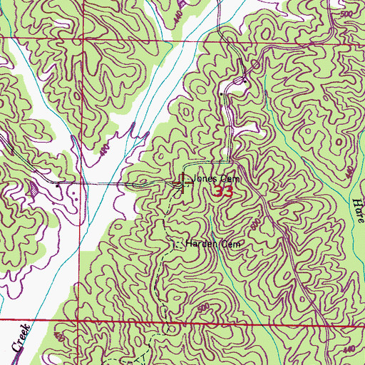 Topographic Map of Jones Cemetery, MS