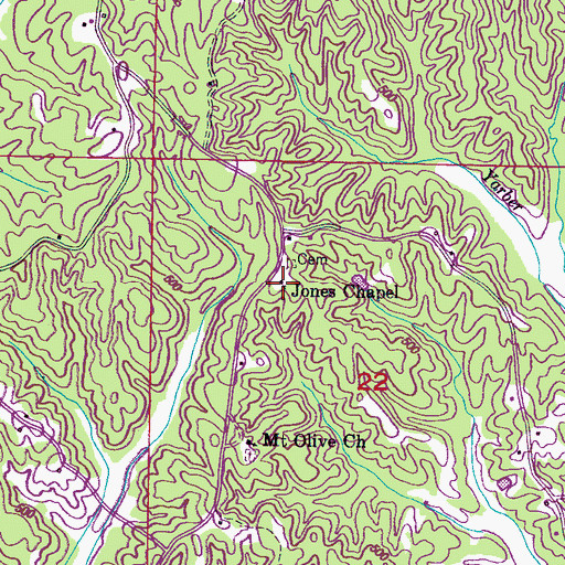 Topographic Map of Jones Chapel, MS