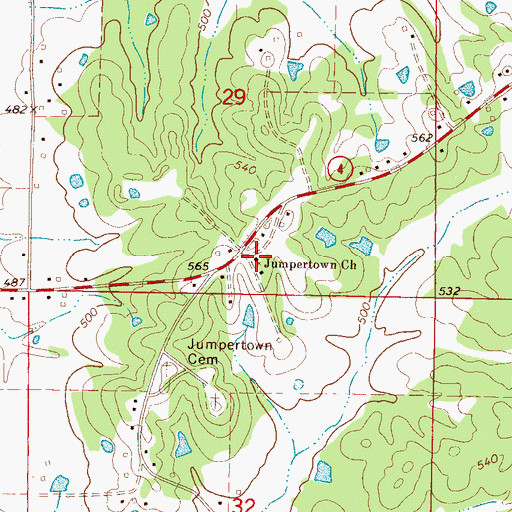 Topographic Map of Jumpertown Church, MS