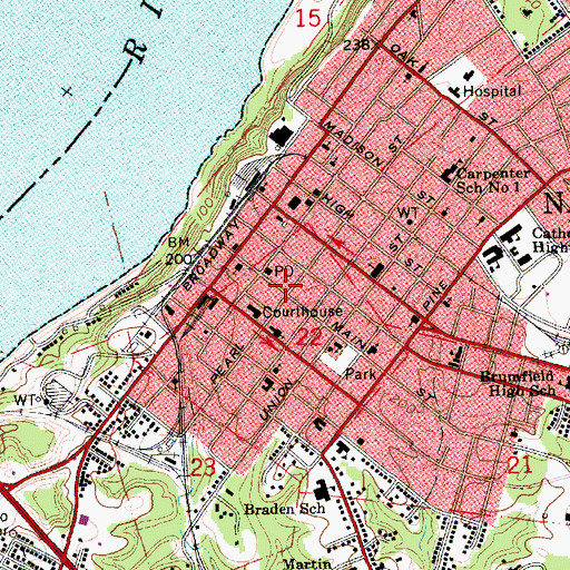 Topographic Map of Natchez, MS