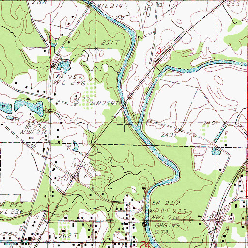 Topographic Map of Okatibbee Creek, MS