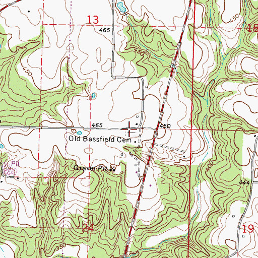 Topographic Map of Old Bassfield Cemetery, MS