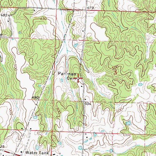 Topographic Map of Partman Cemetery, MS
