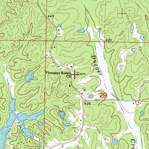 Topographic Map of Pleasant Ridge Baptist Church, MS