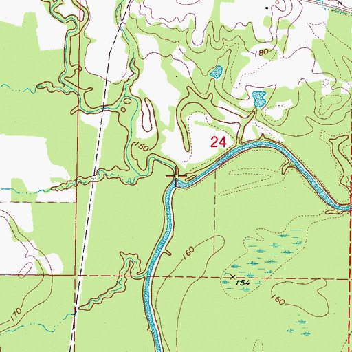 Topographic Map of Plum Creek, MS