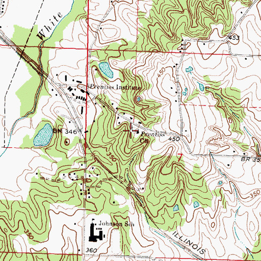 Topographic Map of Prentiss First Baptist Church, MS