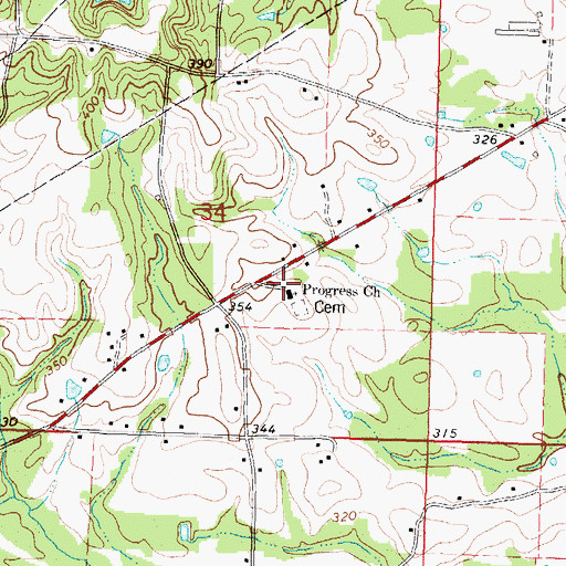 Topographic Map of Progress Missionary Baptist Church, MS