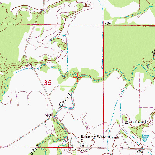 Topographic Map of Running Water Creek, MS