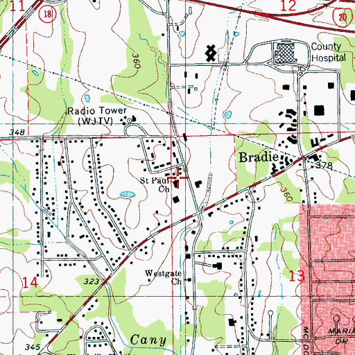 Topographic Map of Saint Paul Church, MS