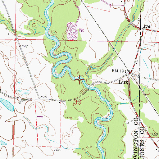 Topographic Map of Shelton Creek, MS