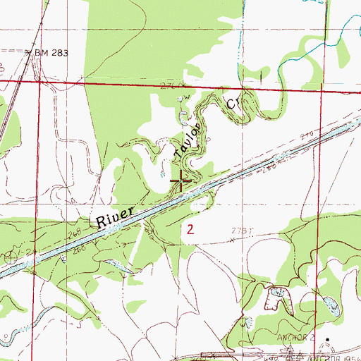 Topographic Map of Taylor Creek, MS