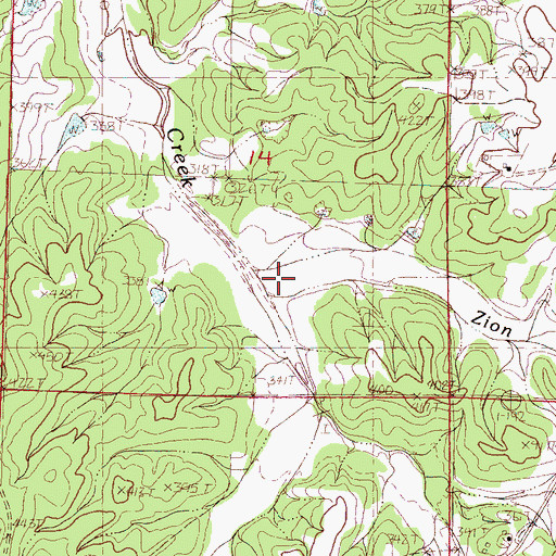 Topographic Map of Zion Creek, MS