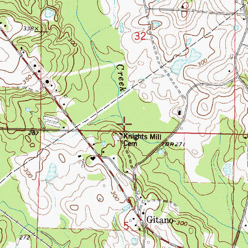 Topographic Map of Knights Mill (historical), MS