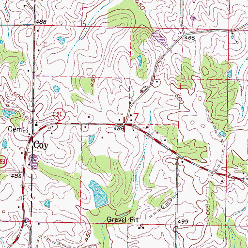 Topographic Map of Prince Chapel, MS