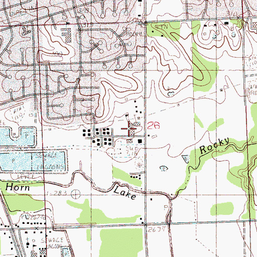 Topographic Map of Highway Baptist School, MS