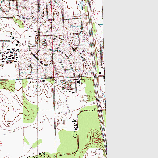 Topographic Map of Mid South Church of Christ, MS