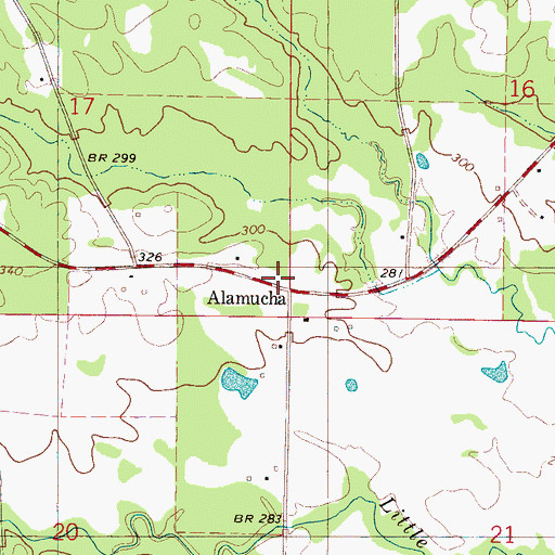 Topographic Map of Alamucha, MS