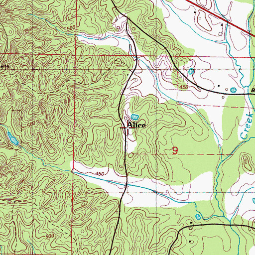 Topographic Map of Alice, MS