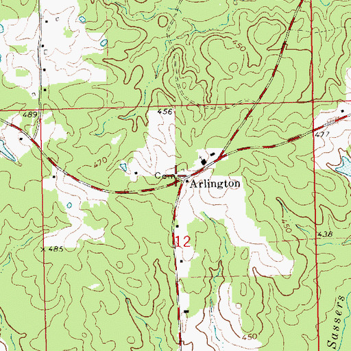 Topographic Map of Arlington, MS