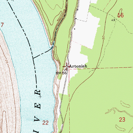 Topographic Map of Artonish, MS