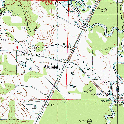 Topographic Map of Arunde, MS