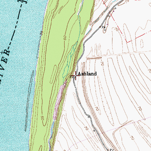 Topographic Map of Ashland, MS