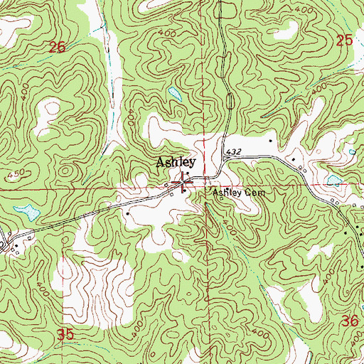 Topographic Map of Ashley, MS