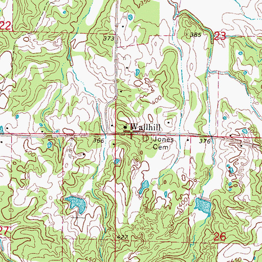 Topographic Map of Wallhill, MS
