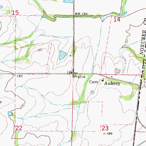 Topographic Map of Aubrey, MS