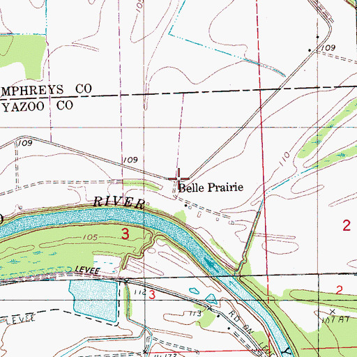 Topographic Map of Belle Prairie, MS