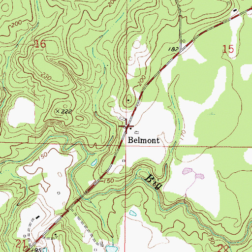Topographic Map of Belmont, MS
