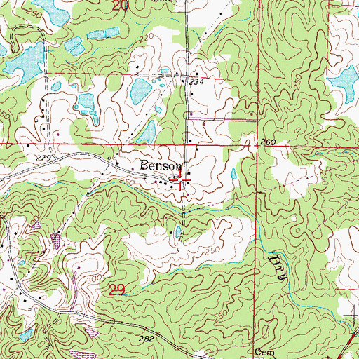 Topographic Map of Benson, MS