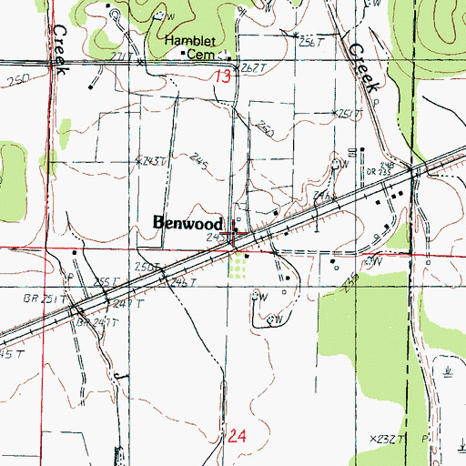 Topographic Map of Benwood, MS