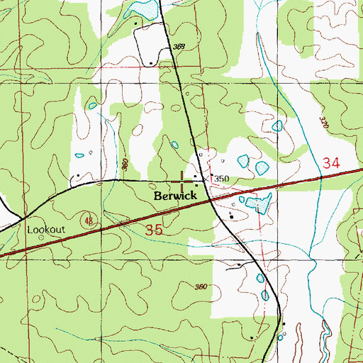Topographic Map of Berwick, MS
